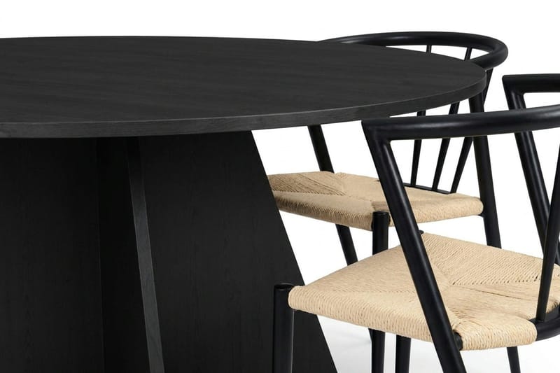 Vera spisegruppe rund 150 cm svart med 6 Winston spisestoler - Svart - Møbler - Bord - Spisegruppe