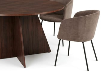 Vera spisegruppe rund 150 cm valnøtt med 6 Berit spisestoler - Valnøtt - Møbler - Bord - Spisegruppe