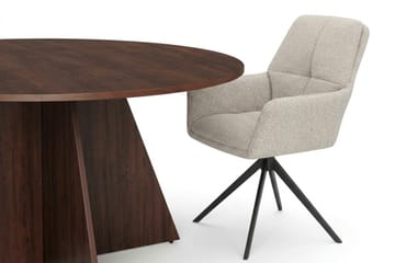 Vera spisegruppe rund 150 cm valnøtt med 6 Torsby spisestoler - Valnøtt - Møbler - Bord - Spisegruppe