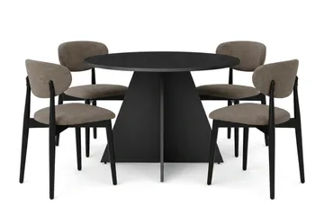 Vera spisegruppe rundt 110 cm svart med 4 Molly spisestoler
