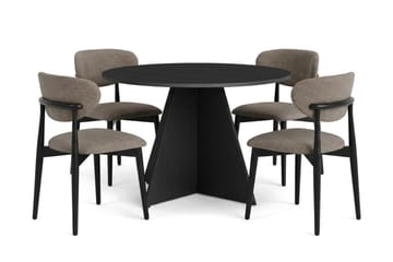 Vera spisegruppe rundt 110 cm svart med 4 Molly spisestoler - Svartbeiset eik - Møbler - Bord - Spisegruppe