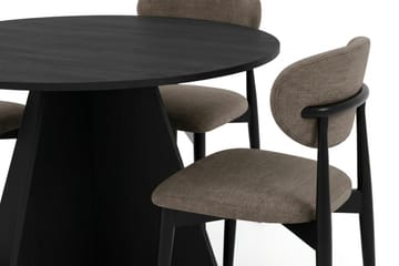 Vera spisegruppe rundt 110 cm svart med 4 Molly spisestoler - Svartbeiset eik - Møbler - Bord - Spisegruppe