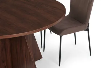 Vera spisegruppe rundt 110 cm valnøtt med 4 Elsie spisestoler - Valnøtt/Brun - Møbler - Bord - Spisegruppe