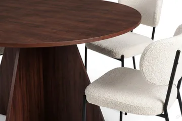 Vera spisegruppe rundt 130 cm med 4 Gemmiano spisestoler - Valnøtt - Møbler - Bord - Spisegruppe