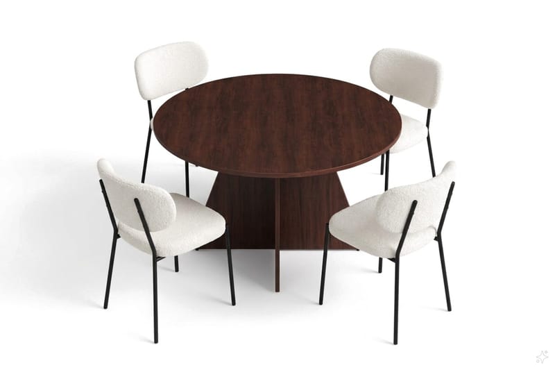 Vera spisegruppe rundt 130 cm med 4 Gemmiano spisestoler - Valnøtt - Møbler - Bord - Spisegruppe