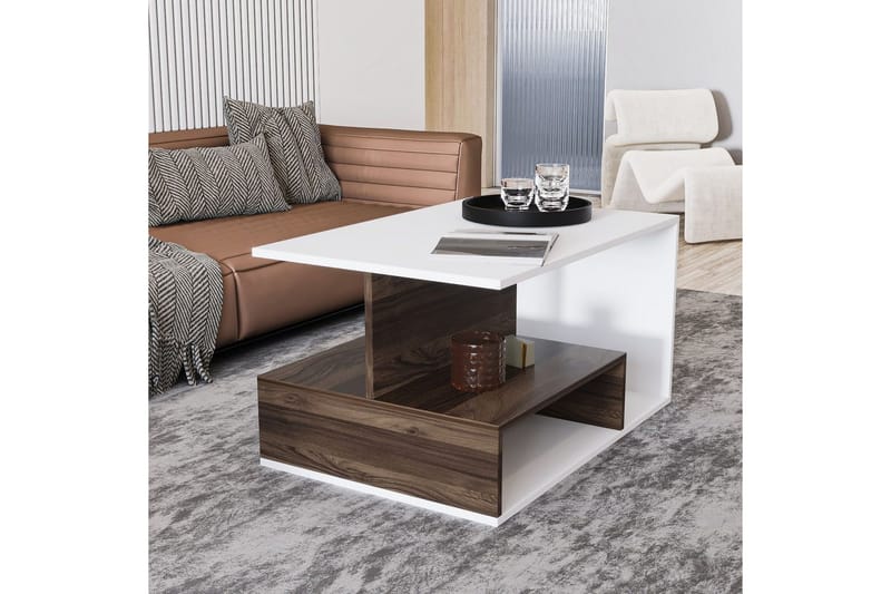 Veradia Sofabord 90 cm - Brun/Hvit - Møbler - Bord - Sofabord & salongbord