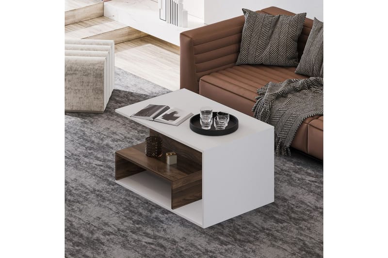 Veradia Sofabord 90 cm - Brun/Hvit - Møbler - Bord - Sofabord & salongbord