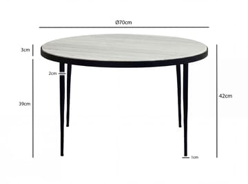Verlen rundt sofabord 70 cm i metall med marmorplate - hvitgrå marmor svart - Møbler - Bord - Spisebord & kjøkkenbord