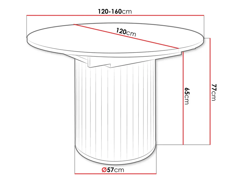 Veyricor Förlängningsbart Spisebord 120-160 cm Rundt - Beige - Møbler - Bord - Spisebord & kjøkkenbord