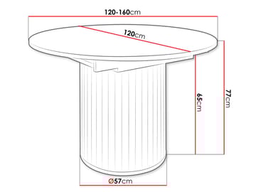 Veyricor Förlängningsbart Spisebord 120-160 cm Rundt - Svart - Møbler - Bord - Spisebord & kjøkkenbord