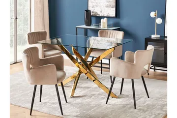 Vincenzo Spisebord 70x120 cm - Gjennomsiktig/Gull - Møbler - Bord - Spisebord & kjøkkenbord