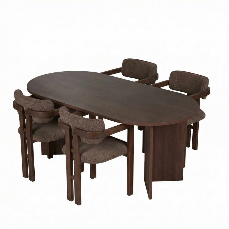 Vintar Spisebord- og stolsett 180x75x90 cm 5 deler, Milano valnøtt, mørk valnøtt, brun