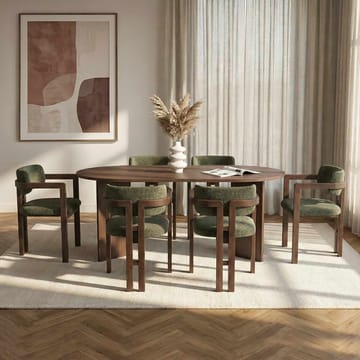 Vintar Spisebord- og stolsett 180x75x90 cm 7 deler - Milano Walnut, Dark Walnut, Green - Møbler - Bord - Spisegruppe