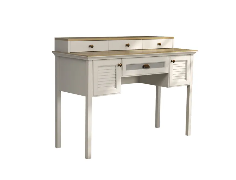 Virena Sminkebord 132 cm, Krem, eik, grå