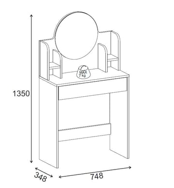 Vorina Sminkebord 85 cm - Hvit - Møbler - Bord - Sminkebord & toalettbord