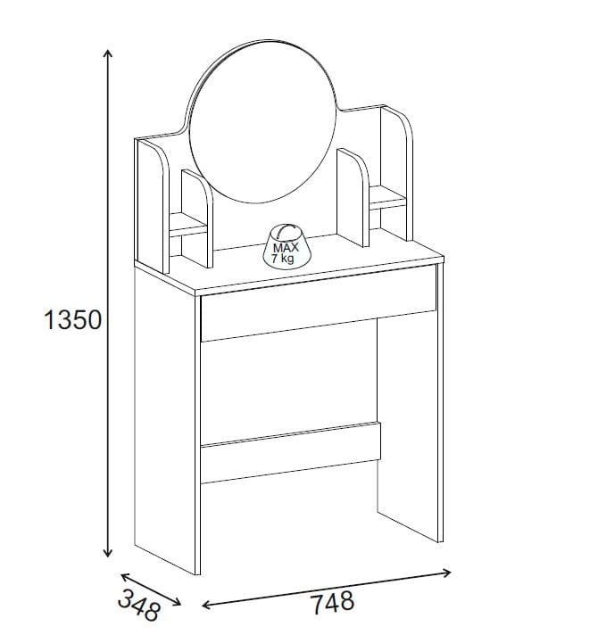 Vorina Sminkebord 85 cm - Hvit - Møbler - Bord - Sminkebord & toalettbord