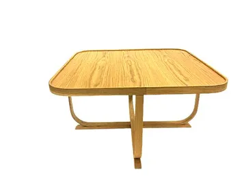 Xalvo 90 cm Kvadratisk Sofabord med Buede Ben i Eik - Brun - Møbler - Bord - Sofabord & salongbord