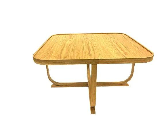 Xalvo 90 cm Kvadratisk Sofabord med Buede Ben i Eik, Brun