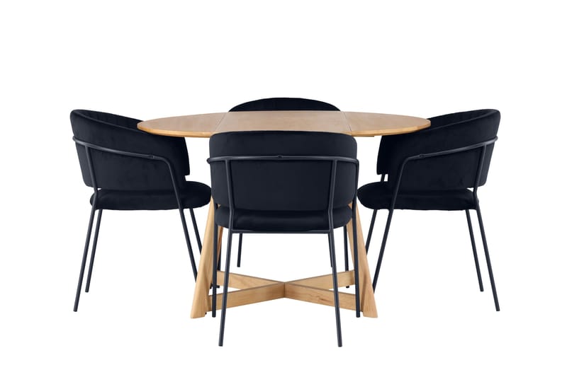 Yakidon Matgruppe 120 cm Rund med 4 Selma Stoler, Sort