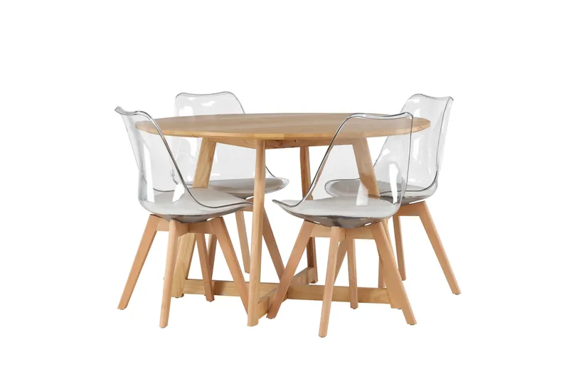 Yakidon Spisegruppe 120 cm Rund med 4 Edvin Stoler - Brun - Møbler - Bord - Spisegruppe