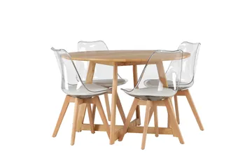 Yakidon Spisegruppe 120 cm Rund med 4 Edvin Stoler - Brun - Møbler - Bord - Spisegruppe