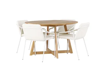 Yakidon Spisegruppe 120 cm Rund med 4 Tvista Stoler - Beige - Møbler - Bord - Spisegruppe