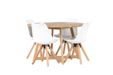 Yakidon Spisegruppe 120 cm Rund med 4 Zeno Stoler - Brun - Møbler - Bord - Spisegruppe