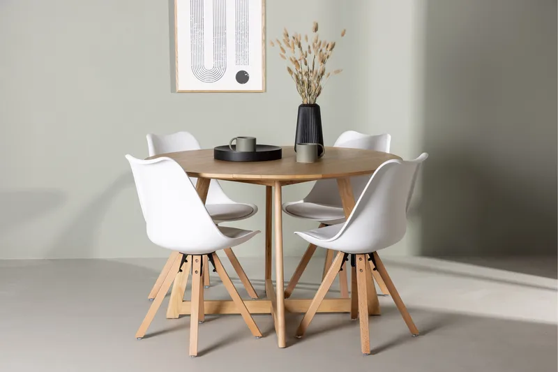 Yakidon Spisegruppe 120 cm Rund med 4 Zeno Stoler - Brun - Møbler - Bord - Spisegruppe