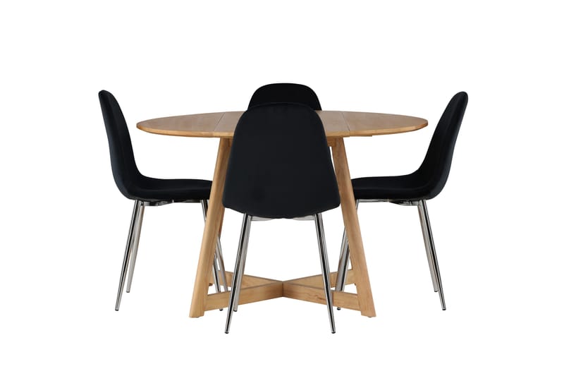 Yakidon Spisegruppe 120 cm Rund med 4 Polar-stoler, Sort
