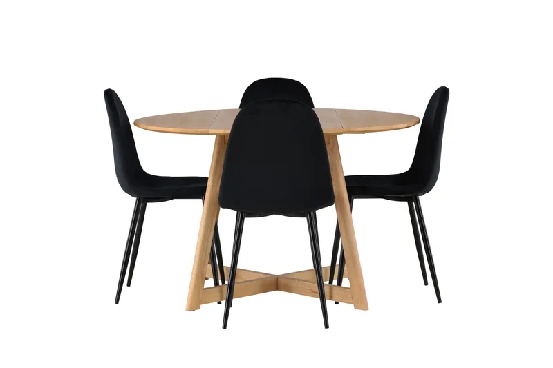 Yakidon Spisegruppe 120 cm Rund med 4 Polar-stoler, Sort