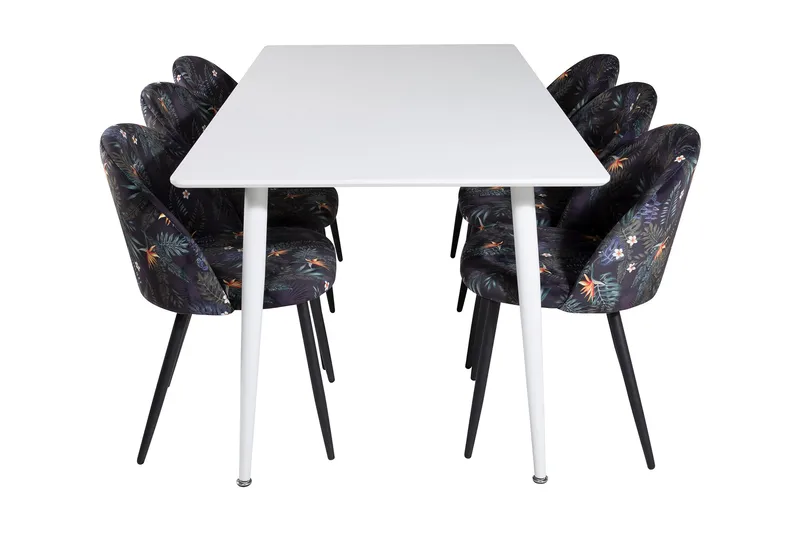 Ypas Spisegruppe 180 cm inkl. 6 Sedavi Stoler - Hvit/Blå/Svart - Møbler - Bord - Spisegruppe