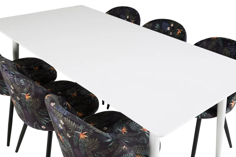 Ypas Spisegruppe 180 cm inkl. 6 Sedavi Stoler - Hvit/Blå/Svart - Møbler - Bord - Spisegruppe