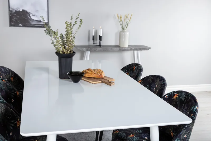 Ypas Spisegruppe 180 cm inkl. 6 Sedavi Stoler - Hvit/Blå/Svart - Møbler - Bord - Spisegruppe