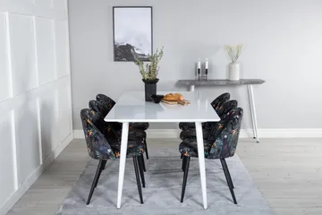 Ypas Spisegruppe 180 cm inkl. 6 Sedavi Stoler - Hvit/Blå/Svart - Møbler - Bord - Spisegruppe