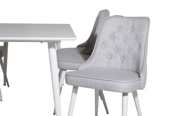 Ypas Spisegruppe 180 cm inkl. 6 Valera Stoler - Hvit/Grå - Møbler - Bord - Spisegruppe