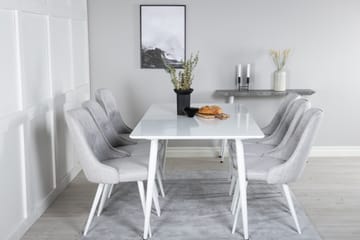 Ypas Spisegruppe 180 cm inkl. 6 Valera Stoler - Hvit/Grå - Møbler - Bord - Spisegruppe