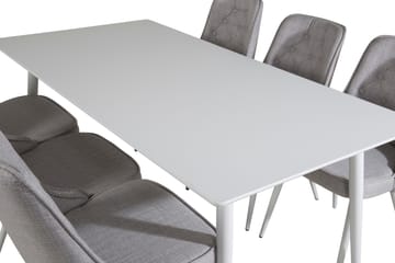 Ypas Spisegruppe 180 cm inkl. 6 Valera Stoler - Hvit/Grå - Møbler - Bord - Spisegruppe