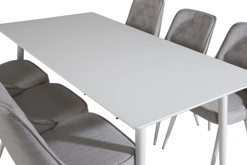 Ypas Spisegruppe 180 cm inkl. 6 Valera Stoler - Hvit/Grå - Møbler - Bord - Spisegruppe