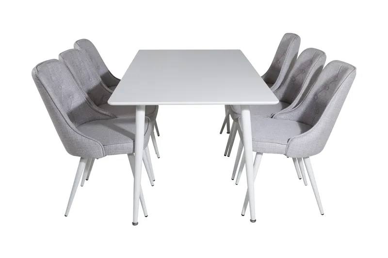 Ypas Spisegruppe 180 cm inkl. 6 Valera Stoler - Hvit/Grå - Møbler - Bord - Spisegruppe