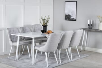 Ypas Spisegruppe 180 cm inkl. 6 Valera Stoler - Hvit/Grå - Møbler - Bord - Spisegruppe