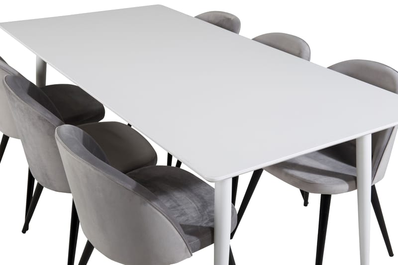 Ypas Spisegruppe 180 cm inkl. 6 Valeri Stoler - Hvit/Fløyel/Lysegrå/Svart - Møbler - Bord - Spisegruppe