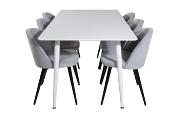 Ypas Spisegruppe 180 cm inkl. 6 Valeri Stoler - Hvit/Grå - Møbler - Bord - Spisegruppe