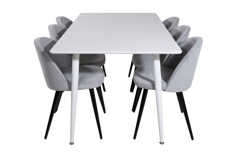 Ypas Spisegruppe 180 cm inkl. 6 Valeri Stoler - Hvit/Grå - Møbler - Bord - Spisegruppe