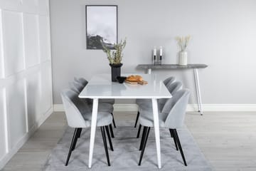 Ypas Spisegruppe 180 cm inkl. 6 Valeri Stoler - Hvit/Grå - Møbler - Bord - Spisegruppe