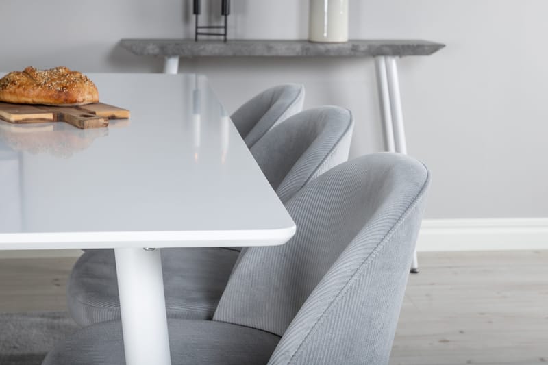 Ypas Spisegruppe 180 cm inkl. 6 Valeri Stoler - Hvit/Grå - Møbler - Bord - Spisegruppe