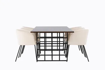 Ystad Spisegruppe 220 cm Rektangulær med 6 Berit Stoler - Beige - Møbler - Bord - Spisegruppe
