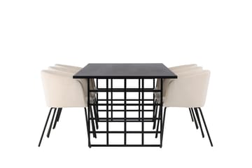 Ystad Spisegruppe 220 cm Rektangulær med 6 Berit Stoler - Beige - Møbler - Bord - Spisegruppe