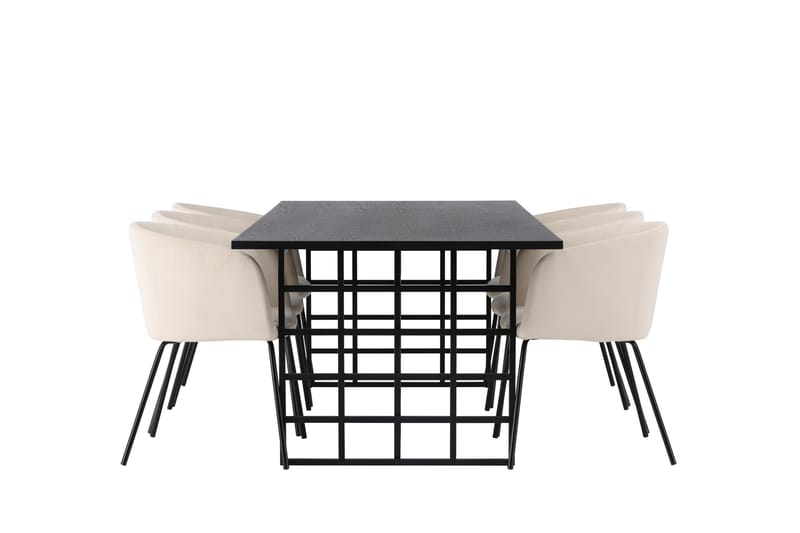 Ystad Spisegruppe 220 cm Rektangulær med 6 Berit Stoler - Beige - Møbler - Bord - Spisegruppe