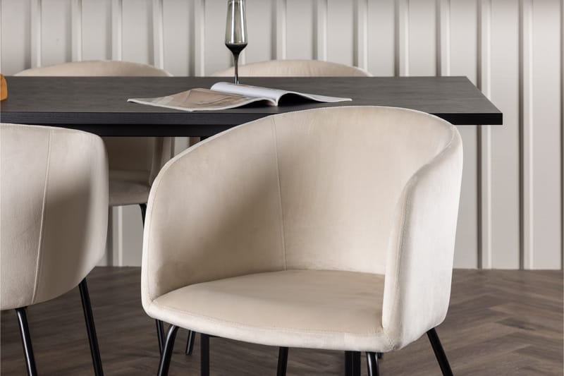 Ystad Spisegruppe 220 cm Rektangulær med 6 Berit Stoler - Beige - Møbler - Bord - Spisegruppe