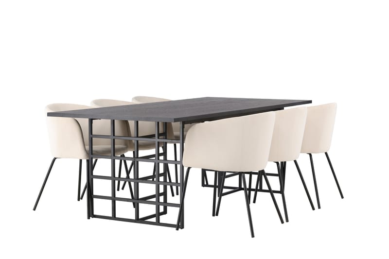Ystad Spisegruppe 220 cm Rektangulær med 6 Berit Stoler - Beige - Møbler - Bord - Spisegruppe